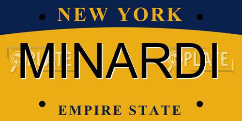 MINARDI New York License Plate