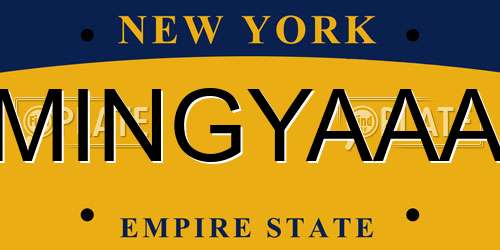 MINGYAAA New York License Plate