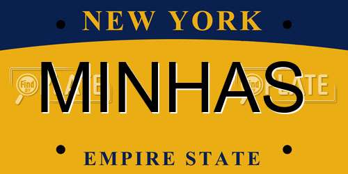 MINHAS New York License Plate