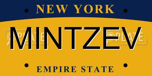 MINTZEV New York License Plate