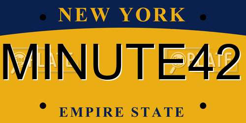 MINUTE42 New York License Plate