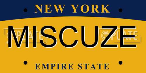 MISCUZE New York License Plate