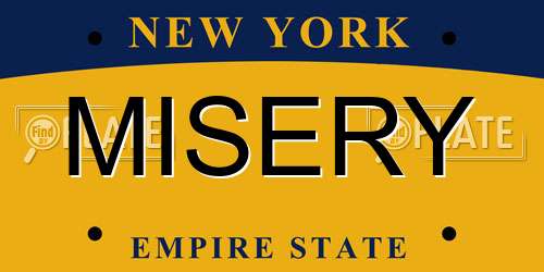 MISERY New York License Plate