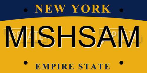 MISHSAM New York License Plate
