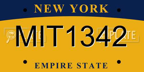 MIT1342 New York License Plate