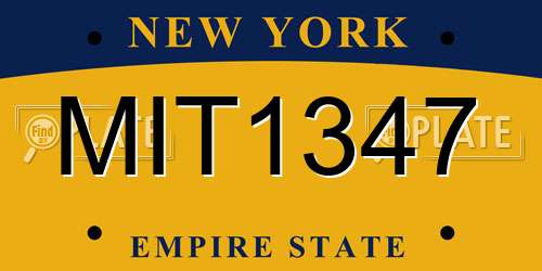 MIT1347 New York License Plate