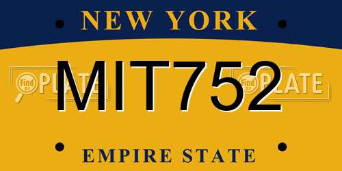 MIT752 New York License Plate
