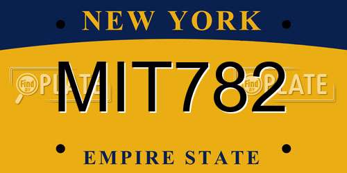 MIT782 New York License Plate