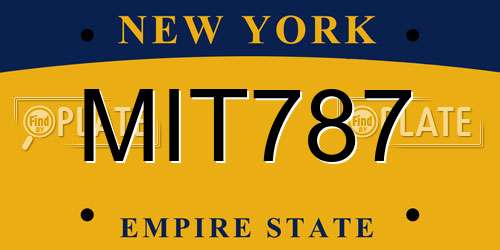 MIT787 New York License Plate
