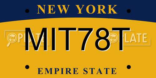 MIT78T New York License Plate