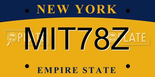MIT78Z New York License Plate