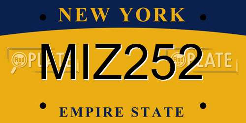 MIZ252 New York License Plate