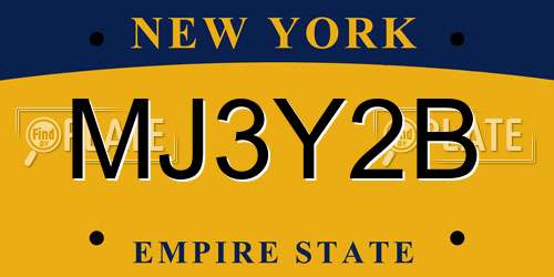 MJ3Y2B New York License Plate
