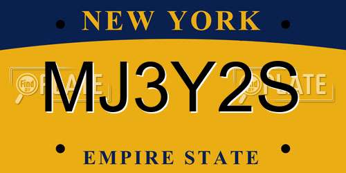 MJ3Y2S New York License Plate
