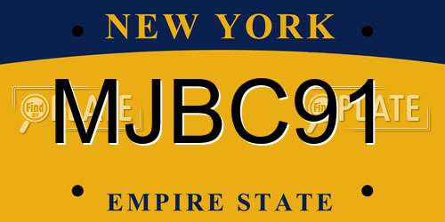 MJBC91 New York License Plate