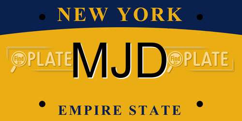 MJD New York License Plate