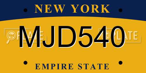 MJD540 New York License Plate