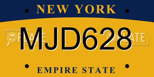 MJD628 New York License Plate