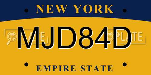 MJD84D New York License Plate