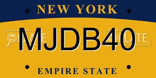 MJDB40 New York License Plate