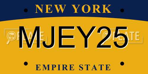 MJEY25 New York License Plate