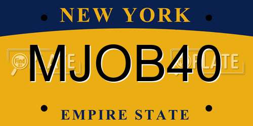 MJOB40 New York License Plate