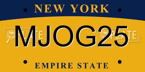 MJOG25 New York License Plate