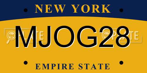 MJOG28 New York License Plate