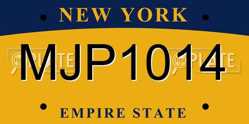 MJP1014 New York License Plate