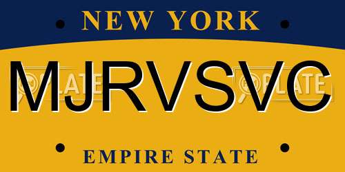 MJRVSVC New York License Plate