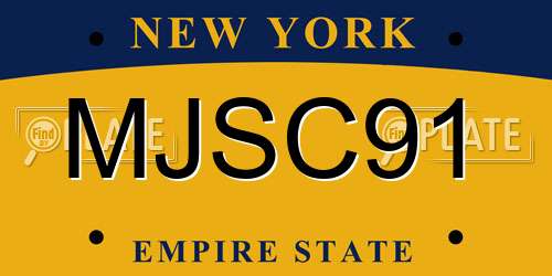 MJSC91 New York License Plate