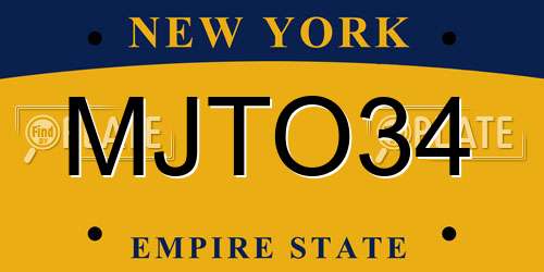 MJTO34 New York License Plate