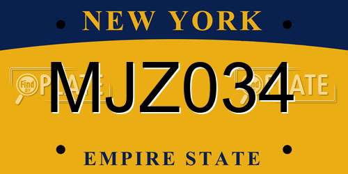 MJZ034 New York License Plate
