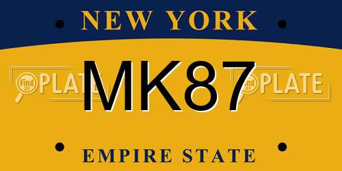 MK87 New York License Plate