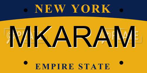 MKARAM New York License Plate