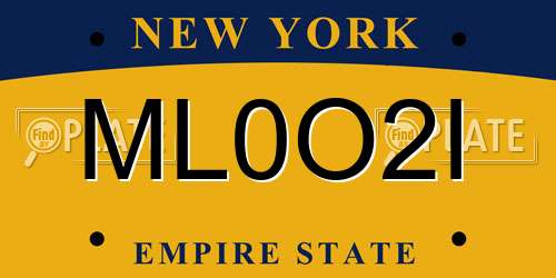 ML0O2I New York License Plate
