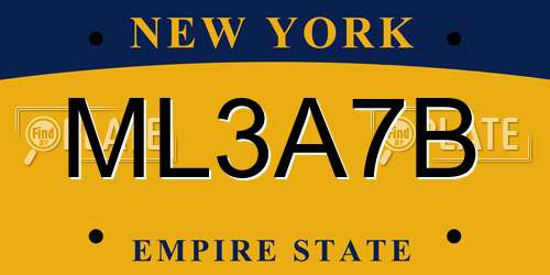 ML3A7B New York License Plate