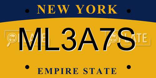 ML3A7S New York License Plate