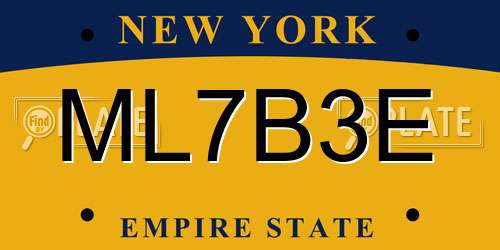 ML7B3E New York License Plate