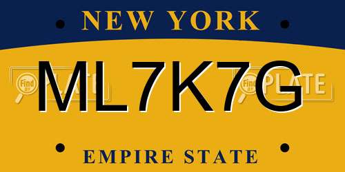ML7K7G New York License Plate