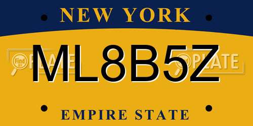 ML8B5Z New York License Plate