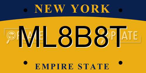 ML8B8T New York License Plate