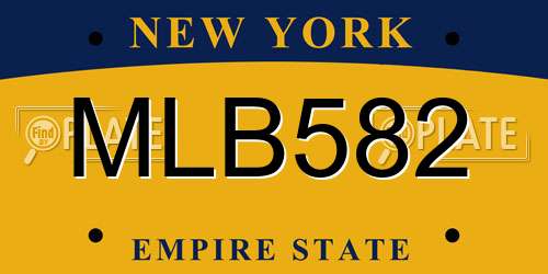 MLB582 New York License Plate