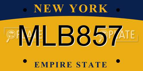 MLB857 New York License Plate