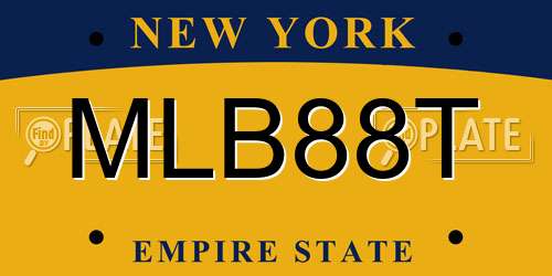 MLB88T New York License Plate