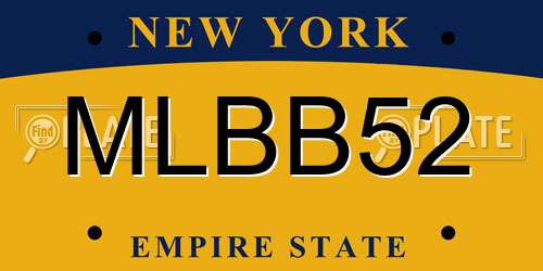 MLBB52 New York License Plate