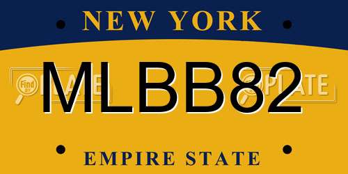 MLBB82 New York License Plate