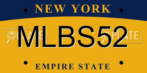 MLBS52 New York License Plate