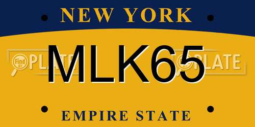 MLK65 New York License Plate