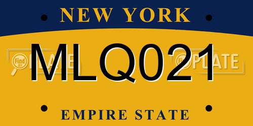 MLQ021 New York License Plate